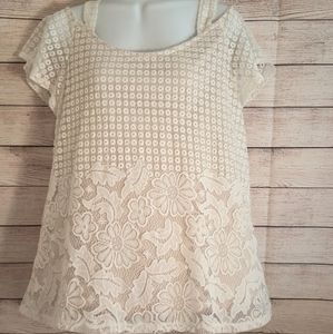White lace cold shoulder top